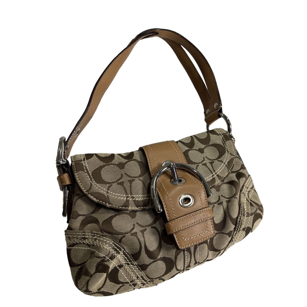 Coach Women's Signature C Jacquard Canvas Tan Leather Trim Soho Hobo Bag